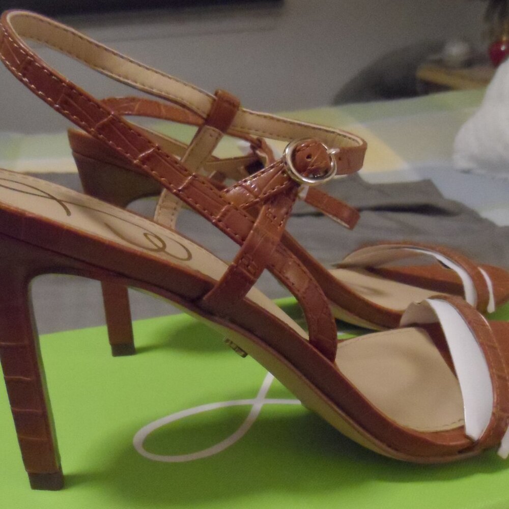New Sam Edelman Strappy Heeled Dress Doran Sandals Brown Sz 7M - Picture 3 of 14